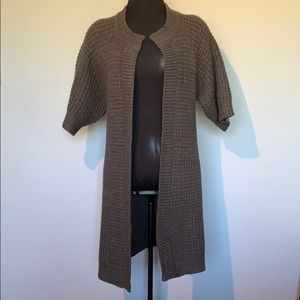Short Sleeve Open Front Sweater Cardigan, Small